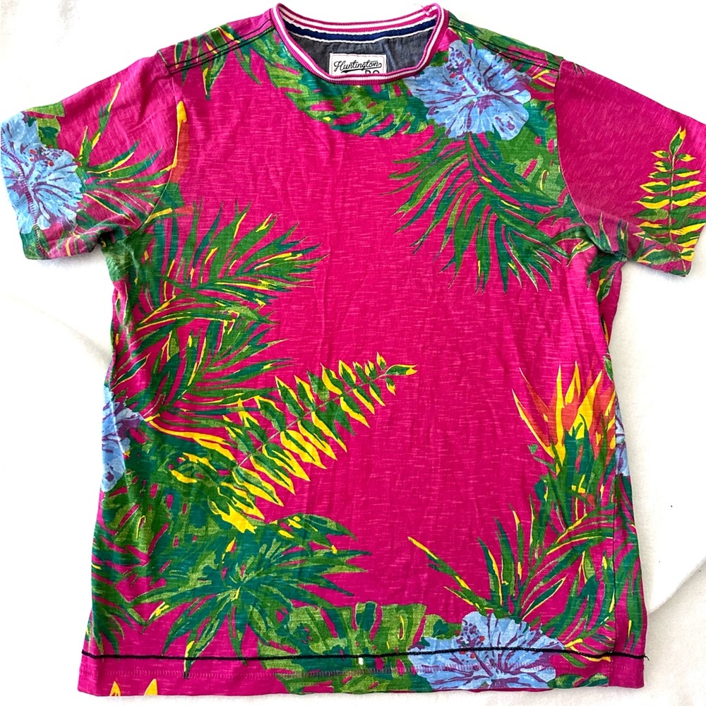 Huntington Beach Club Sz S Floral Shirt‎ Vintage Look Single Stitch Surf BC